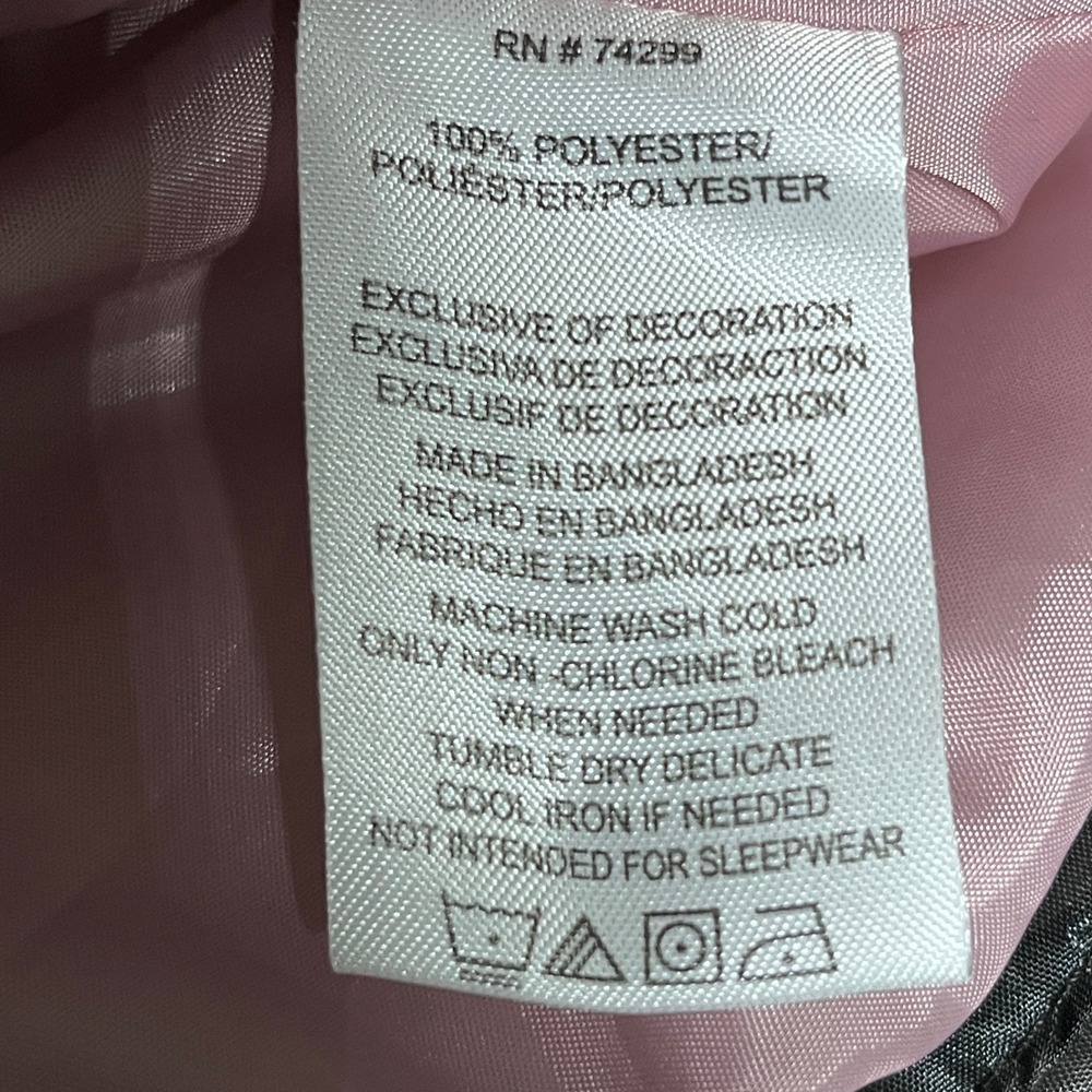 DKNY Kids Jacket Girls Size 3T Black Puffer Pink Accents Logo Print 3304 - Picture 6 of 9